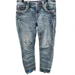 Miss Me Blue Cotton Blend Ankle Jeans Women's Size 27x35